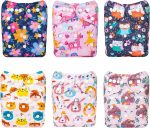 ALVABABY Baby Cloth Diapers 6 Pack + 12 Inserts One Size Adjustable Washable Reusable for Baby Girls and Boys 6BM102 - Image 2